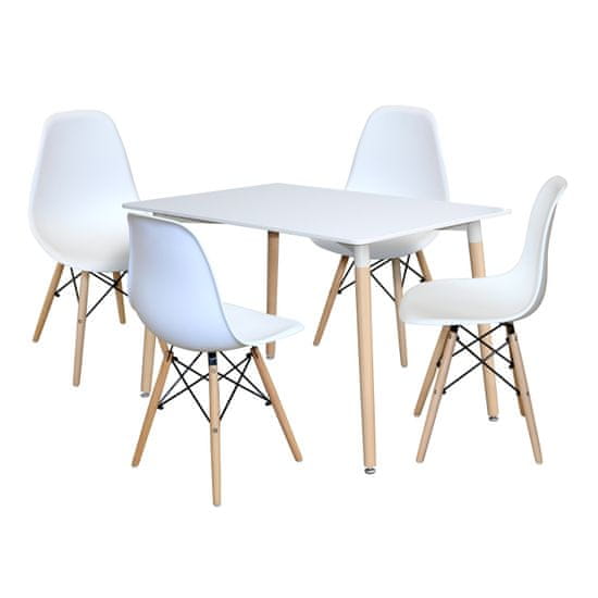 IDEA nábytok Jedálenský stôl 120x80 UNO biely + 4 stoličky UNO biele
