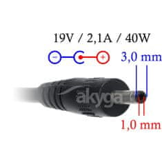 Akyga AK-ND-22 napájací adaptér pre notebooky Samsung - 19V/2.1A 40W 3.0x1.0mm konektor