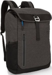 moderní batoh na notebook dell venture backpack 15.6 palců dvojitý zip ramenní vycpávky poutko hrudní popruh nylonový odolný materiál přední kapsa držáky na pití 