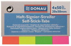 Donau Samolepiace záložky, 4x50 lístkov, 20x50 mm, mix farieb, 7576001PL-99