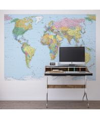 KOMAR Products papierová fototapeta 4-050 World Map, rozmery 254 x 184 cm