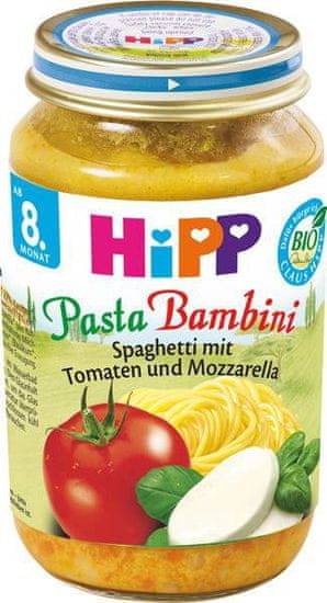 HiPP BIO Paradajky so špagetami a mozzarellou- PASTA BAMBINI - Bezmäsité 220g exp. 04/2020