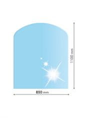 Lienbacher 21.02.981.2, Sklo pod kachle, SKOSENÝ OBLÚK, 85x110 cm, fazeta 20 mm, hr. 8 mm, kalené sklo