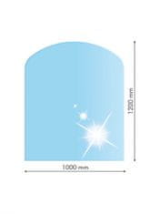 Lienbacher 21.02.882.2, Sklo pod kachle, SKOSENÝ OBLÚK, 100x120 cm, fazeta 20 mm, hr. 8 mm, kalené sklo