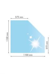 Lienbacher 21.02.982.2, Sklo pod kachle, SKOSENÝ ROH, 110x110 cm, fazeta 20 mm, hr. 8 mm, kalené sklo