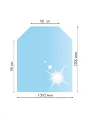 Lienbacher 21.02.889.2, Sklo pod kachle, ŠESŤUHOLNÍK, 100x120 cm, fazeta 20 mm, hr. 8 mm, kalené sklo