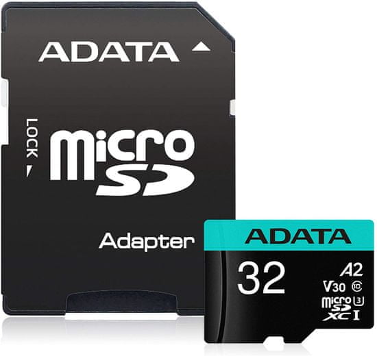 A-Data MicroSDHC 32GB U3 V30S + adaptér (AUSDH32GUI3V30SA2-RA1)