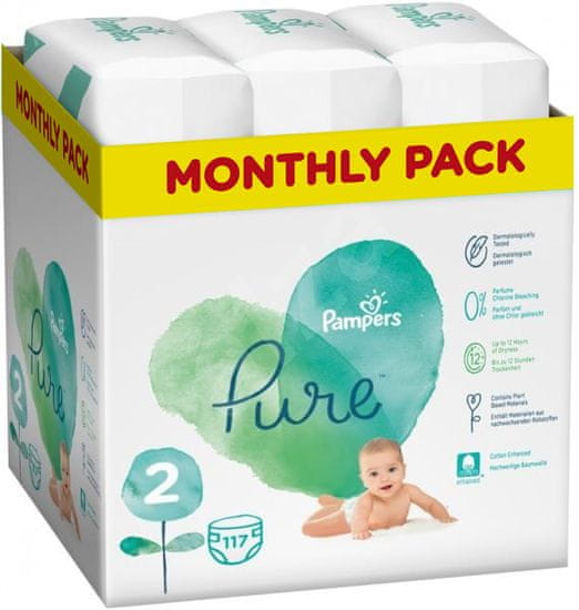 Pampers Pure Protection 2 (4-8 kg) 117 ks (3x39 ks)