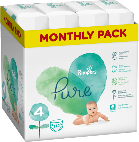 Pampers Pure Protection 4 (9-14 kg) 112 ks (4x28 ks)