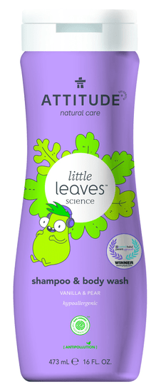 Attitude Detské telové mydlo a šampón (2 v 1) Little leaves s vôňou vanilky a hrušky 473 ml