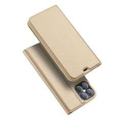 Dux Ducis Skin Pro knižkové kožené puzdro na iPhone 12 Pro Max, zlaté