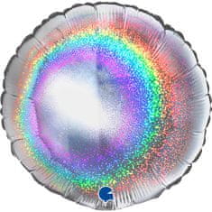 Grabo Nafukovací balónik guľatý 46 cm holografický s glitrami strieborný