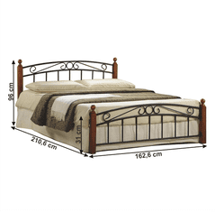 KONDELA Manželská posteľ, čerešňa/čierny kov, 160x200, DOLORES
