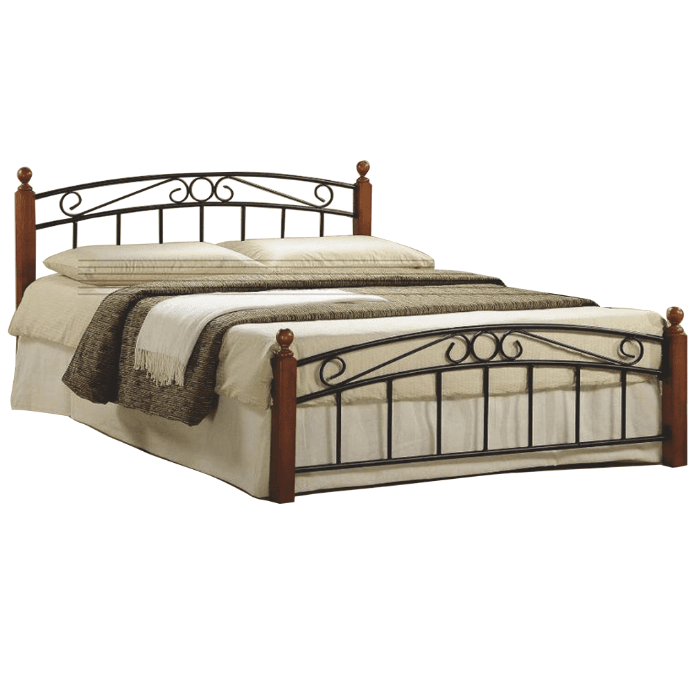 KONDELA Manželská posteľ, čerešňa / čierny kov, 180x200, DOLORES