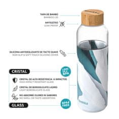 QUOKKA FLOW Sklenená fľaša so silikónovým povrchom GREYHOUNDS, 660ml, 40011