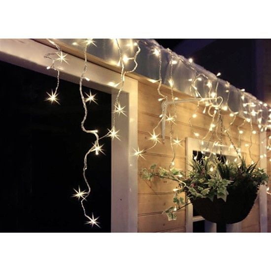 Solight LED vianočný záves, cencúle, 120 LED, 3 m x 0,7 m, prívod 6 m, vonkajšie, teplé biele svetlo, pamäť, časovač