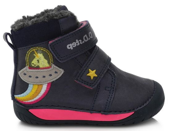 D-D-step dievčenská zimná barefoot členková obuv 070-90