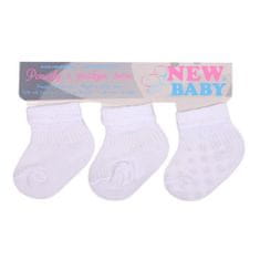 NEW BABY Dojčenské pruhované ponožky biele - 3ks - 74 (6-9m)