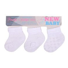 NEW BABY Dojčenské pruhované ponožky biele - 3ks - 56 (0-3m)