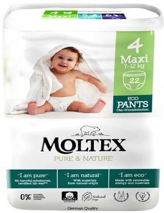 MOLTEX Naťahovacie plienkové nohavičky Moltex Pure & Nature Maxi 7-12 kg (22 ks)