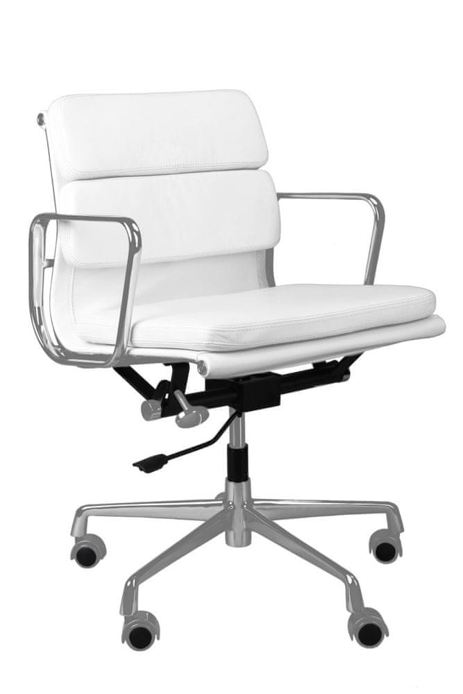 shumee Kancelárska stolička CH2171T biela kožená chróm