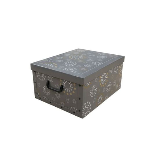Compactor Skladacia úložná krabica Ring - kartón box 50 x 40 x 25 cm, sivá