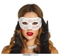 Škraboška - maska biela s čipkou - Ples - Karneval