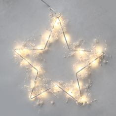 ACA Lightning LED vianočné hviezda s perlami do okna 20 LED, teplá biela farba, 3x batéria AA, IP44