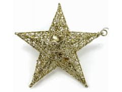 commshop Vánoční svítící ozdoba - Hvězda 16 cm (zlatá se třpytkami)