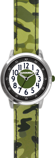 CLOCKODILE Svietivé zelené chlapčenské hodinky ARMY s kamuflážnym vzorom
