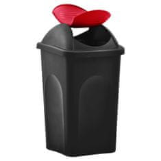Vidaxl Odpadkový kôš s otočným vekom 60l čierno-červený