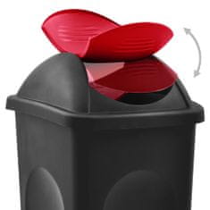 Vidaxl Odpadkový kôš s otočným vekom 60l čierno-červený