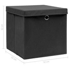 shumee Úložné boxy s vrchnákmi 10 ks čierne 32x32x32 cm látkové