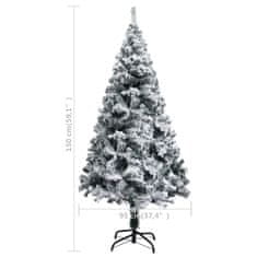 Vidaxl Zasnežený umelý vianočný stromček s LED zelený 150 cm