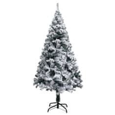 Vidaxl Zasnežený umelý vianočný stromček s LED zelený 150 cm