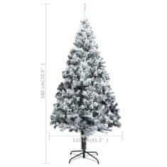 Vidaxl Zasnežený umelý vianočný stromček zelený 180 cm PVC