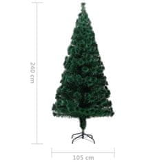 Vidaxl Umelý vianočný stromček+podstavec, zelený 240cm, optické vlákno