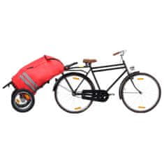 Vidaxl Skladací príves za bicykel s taškou na potraviny červeno-čierny