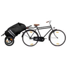 Vidaxl Skladací príves za bicykel s taškou na potraviny čierny