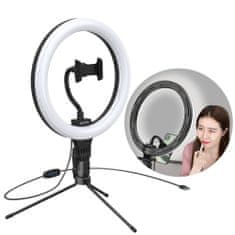 BASEUS Photo Ring Selfie kruhové LED svetlo 10" + mini stolný statív, čierny