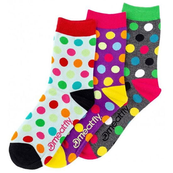 MEATFLY 3 PACK - ponožky Light Regular Dots socks S19 Multi pack