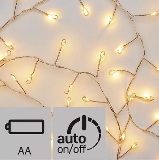 EMOS 100 LED reťaz nano – ježko, 2,4m, jantarová, časovač