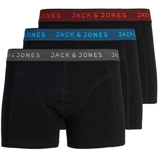 Jack&Jones 3 PACK - pánske boxerky JACWAISTBAND 12127816 Asphalt Hawaian ocean & Fiery red