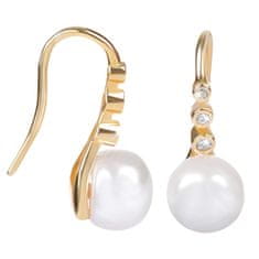 JwL Luxury Pearls Pozlátené strieborné visiace náušnice s pravou perlou JL0411