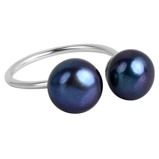 JwL Luxury Pearls Strieborný prsteň s modrou dvojperlou JL0433
