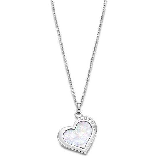 Lotus Style Oceľový náhrdelník s perleťovým srdcom LS2024-1 / 1