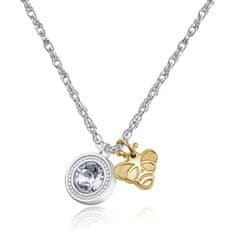 S'Agapõ Oceľový náhrdelník s kryštálom a včelkou Lucky Light SKT05