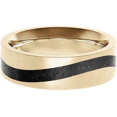 Gravelli Betónový prsteň Curve zlatá / antracitová GJRWYGA113 (Obvod 56 mm)