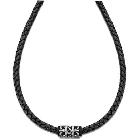 Lotus Style Čierny kožený náhrdelník LS2069-1 / 2