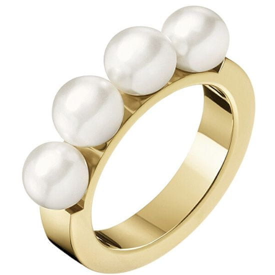 Calvin Klein Pozlátený prsteň s perličkami Circling KJAKJR1401